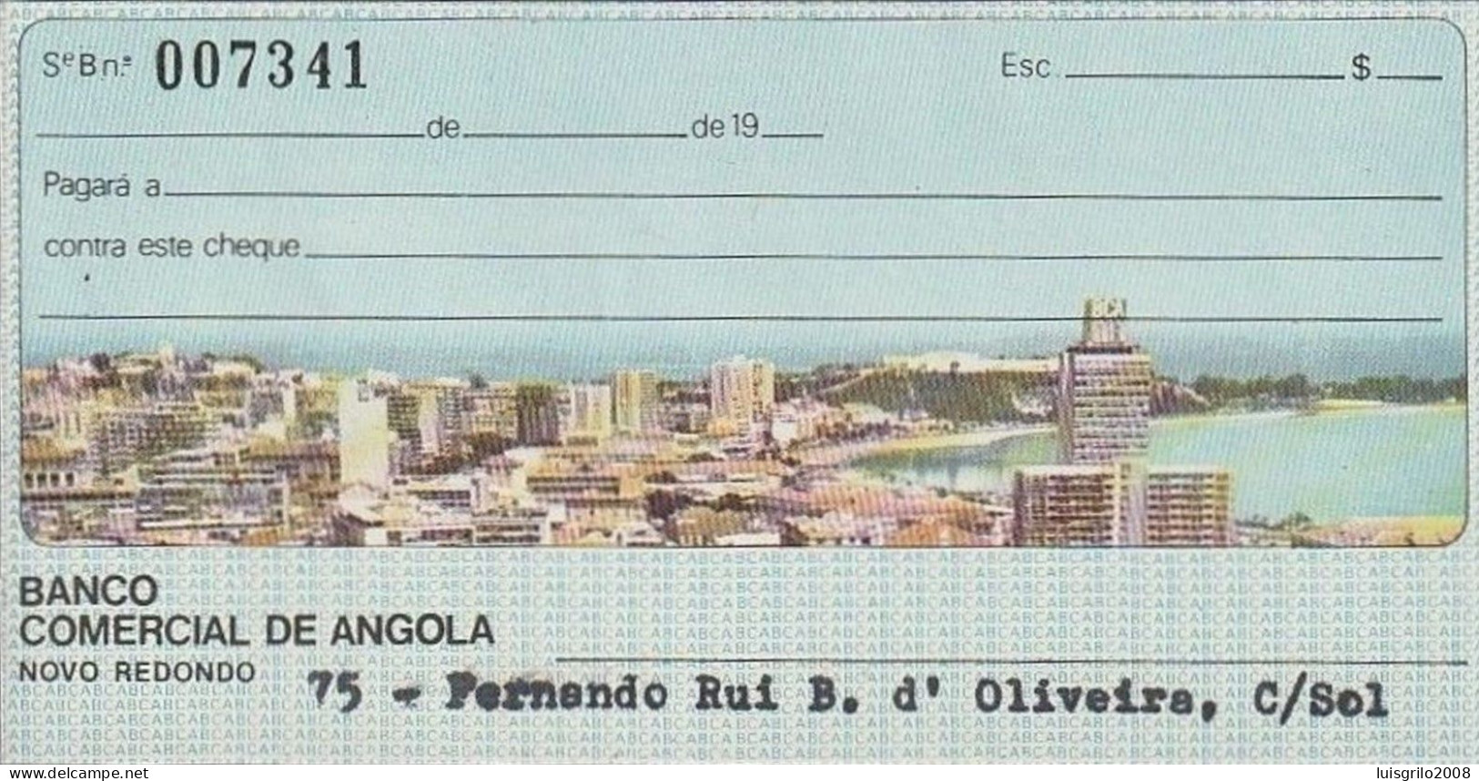 Angola, Portugal, Cheque - Banco Comercial De Angola, Novo Redondo -|- Província De Angola. Selo Do Cheque $90 - Chèques & Chèques De Voyage