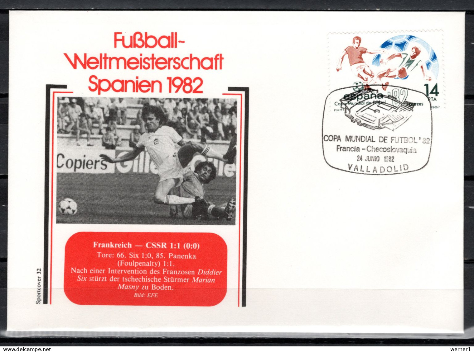 Spain 1982 Football Soccer World Cup Commemorative Cover Match France - Czechoslovakia 1:1 - 1982 – Espagne