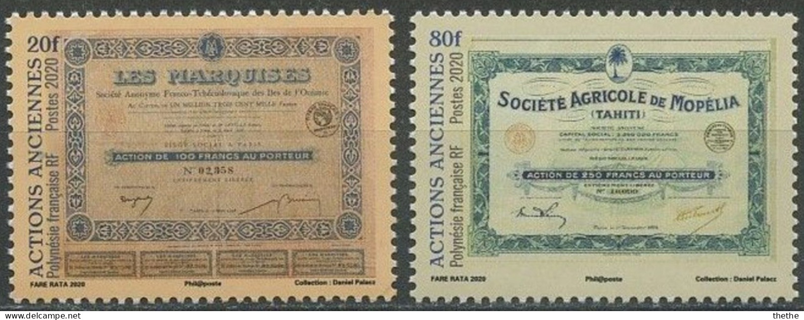 POLYNESIE - Certificat D'actions De La Société Les Marquises - Certificat D'actions De La Société Agricole Mopelia - Unused Stamps