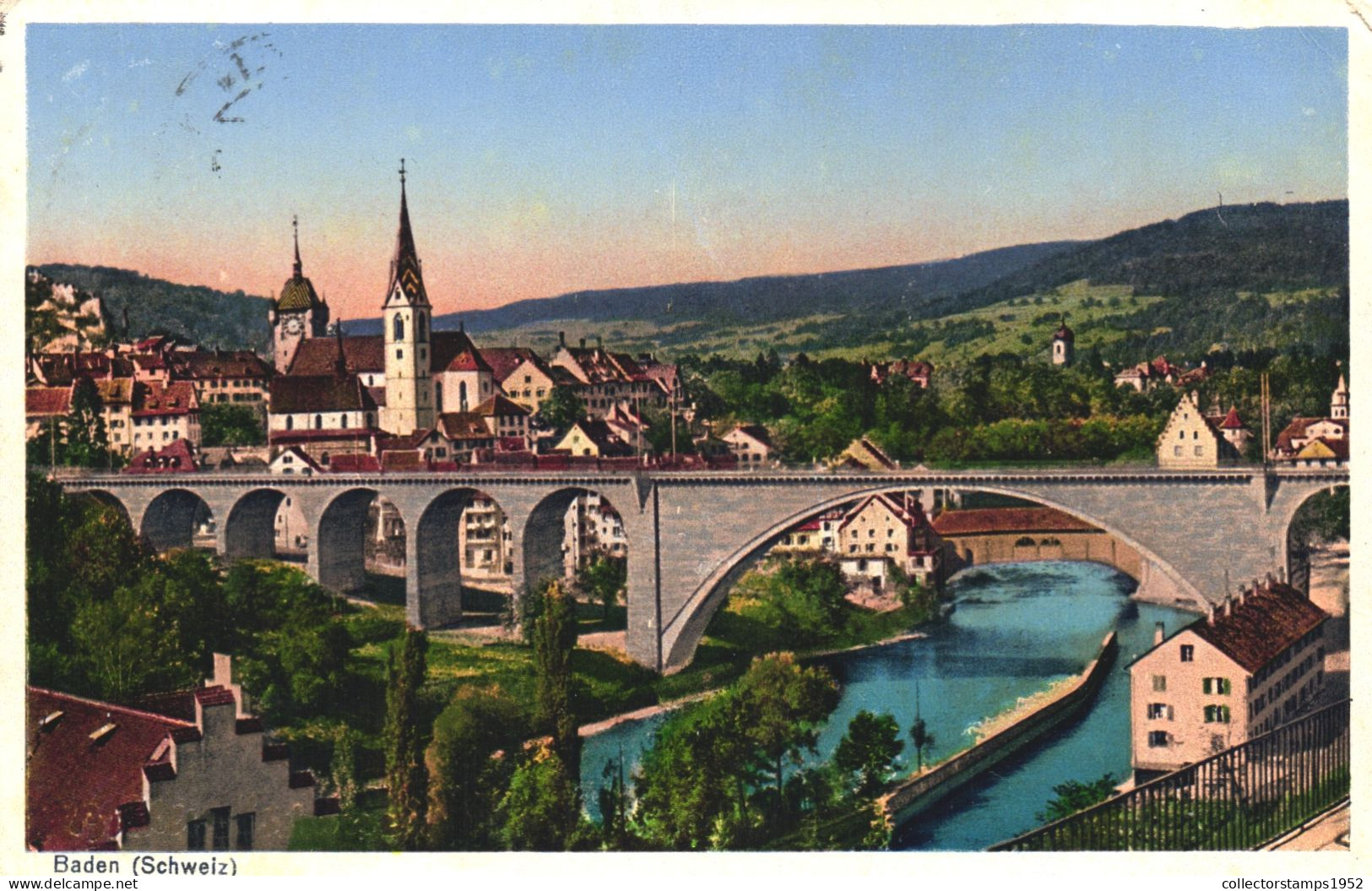 BADEN, ARGOVIA, ARCHITECTURE, BRIDGE, SWITZERLAND, POSTCARD - Baden