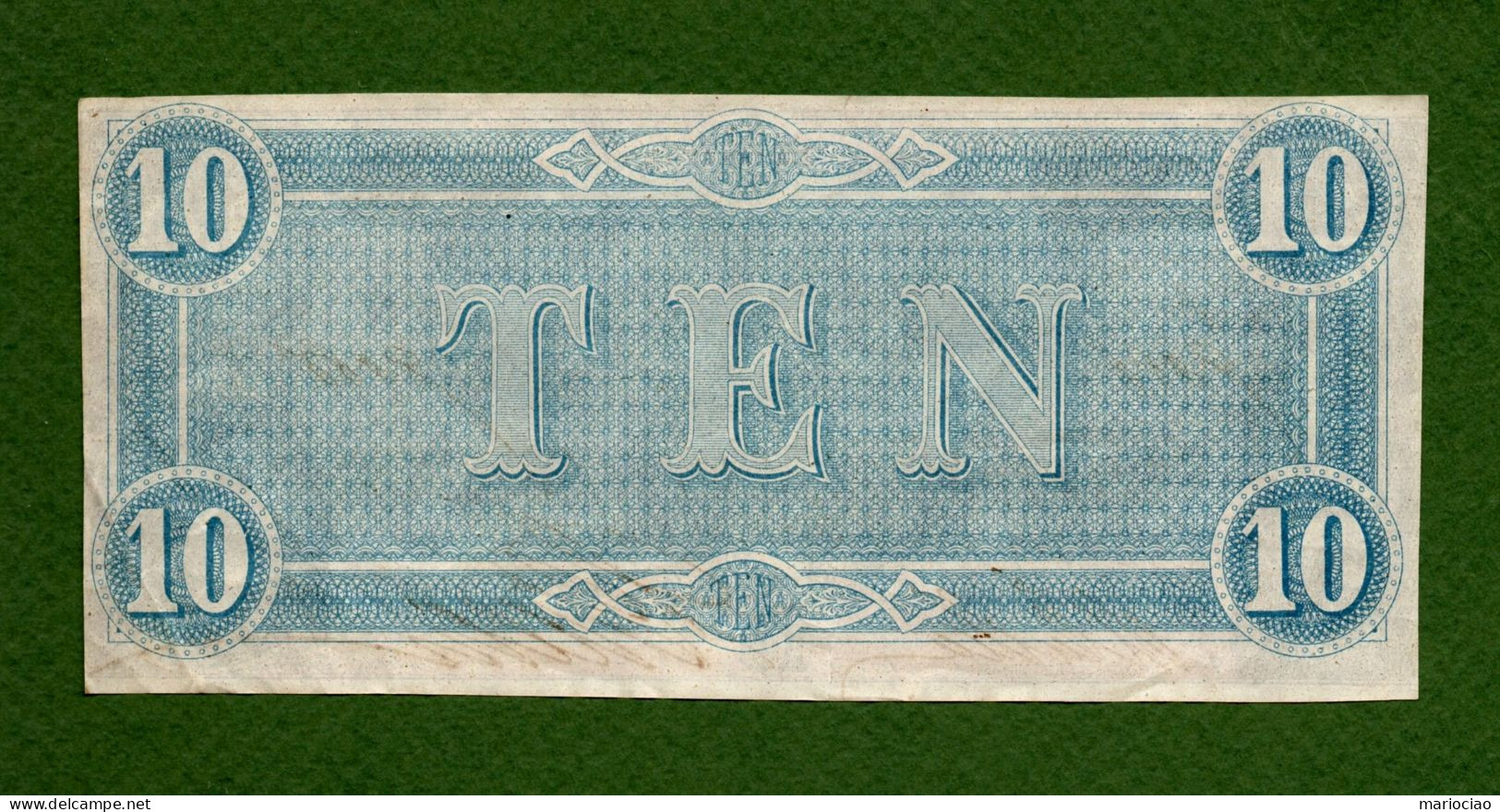 USA Note Civil War Confederate Note $10 Richmond February 17, 1864 N.9386 - Confederate (1861-1864)
