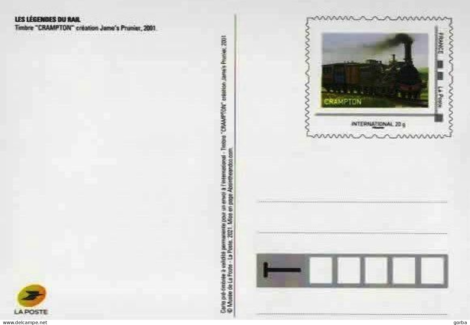 *FRANCE - Entier Postal - Carte Maximum Postale Légende Du Rail - Timbre "Crampton" 2001 - Sonstige & Ohne Zuordnung