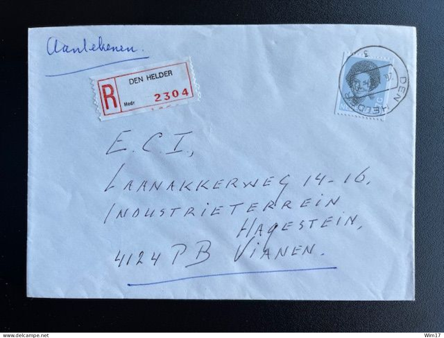 NETHERLANDS 1987 REGISTERED LETTER DEN HELDER TO VIANEN 26-01-1987 NEDERLAND AANGETEKEND - Briefe U. Dokumente