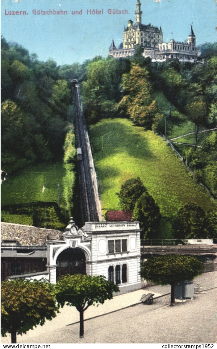 LUCERNE, HOTEL, ARCHITECTURE, INCLINED RAILWAY STATION, SWITZERLAND, POSTCARD - Lucerne