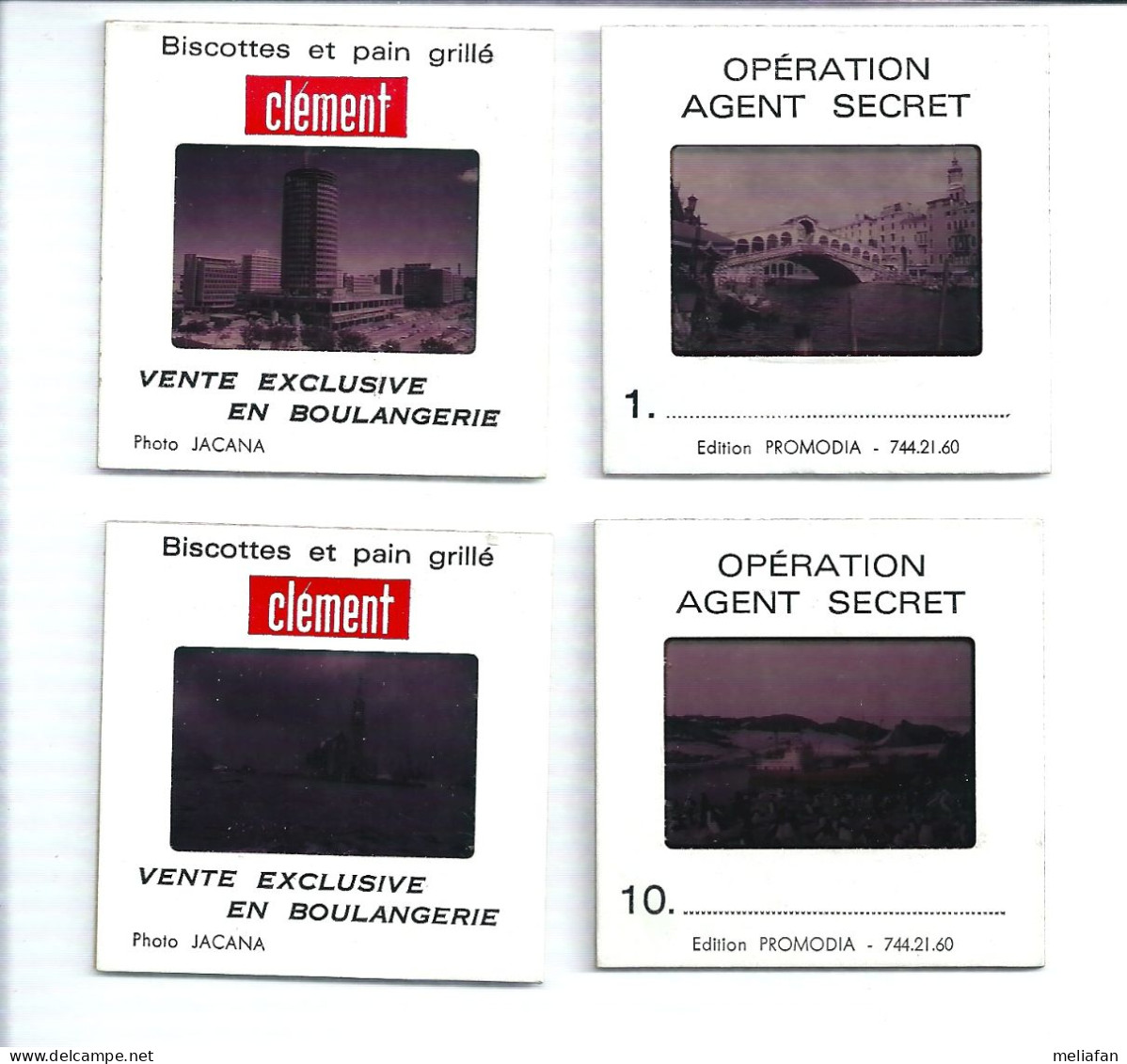 R091 - 4 DIAPOSITIVES BISCOTTES CLEMENT - OPERATION AGENT SECRET N°s 1 4 9 10 - Other & Unclassified