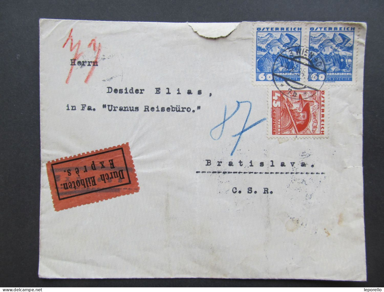 BRIEF Wien . Bratislava Expres 1934 Julius Salzer // D*59511 - Storia Postale