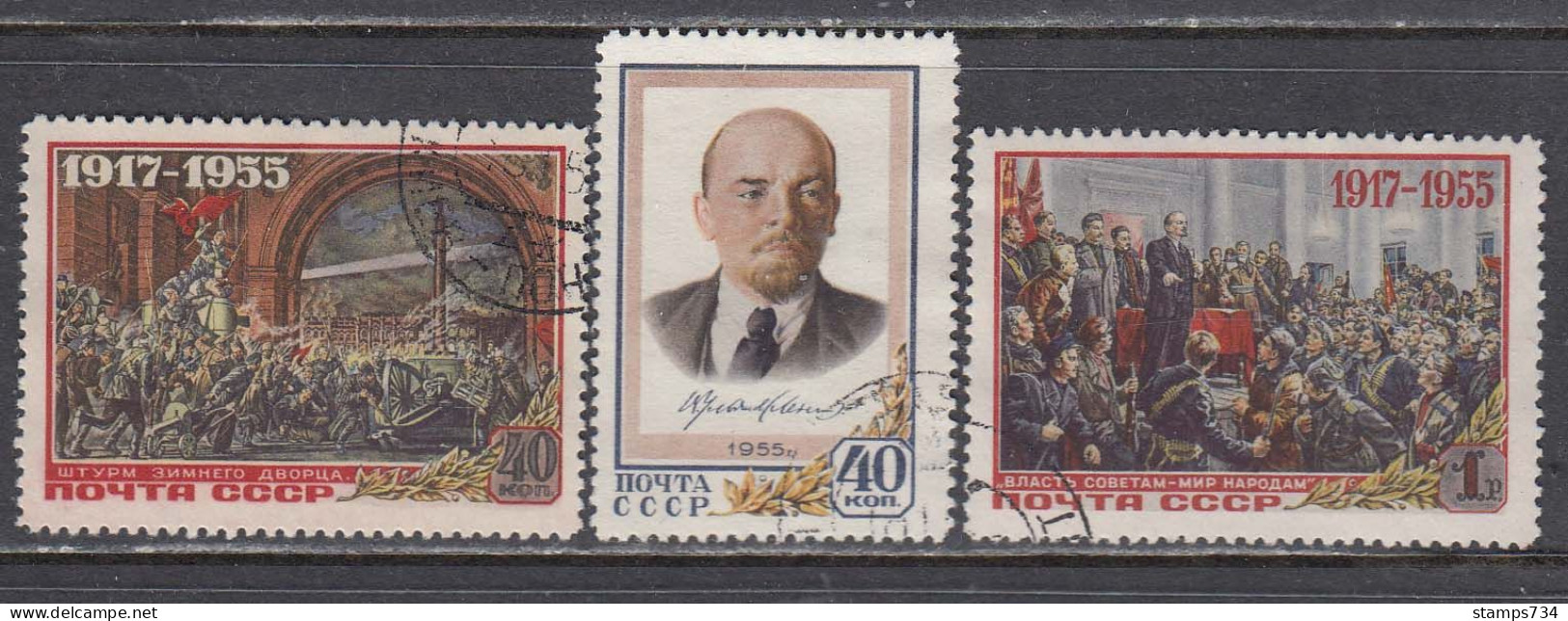 USSR 1955 - 38. Jahrestag Der Oktoberrevolution, Mi-Nr. 1786/88, Used - Gebraucht