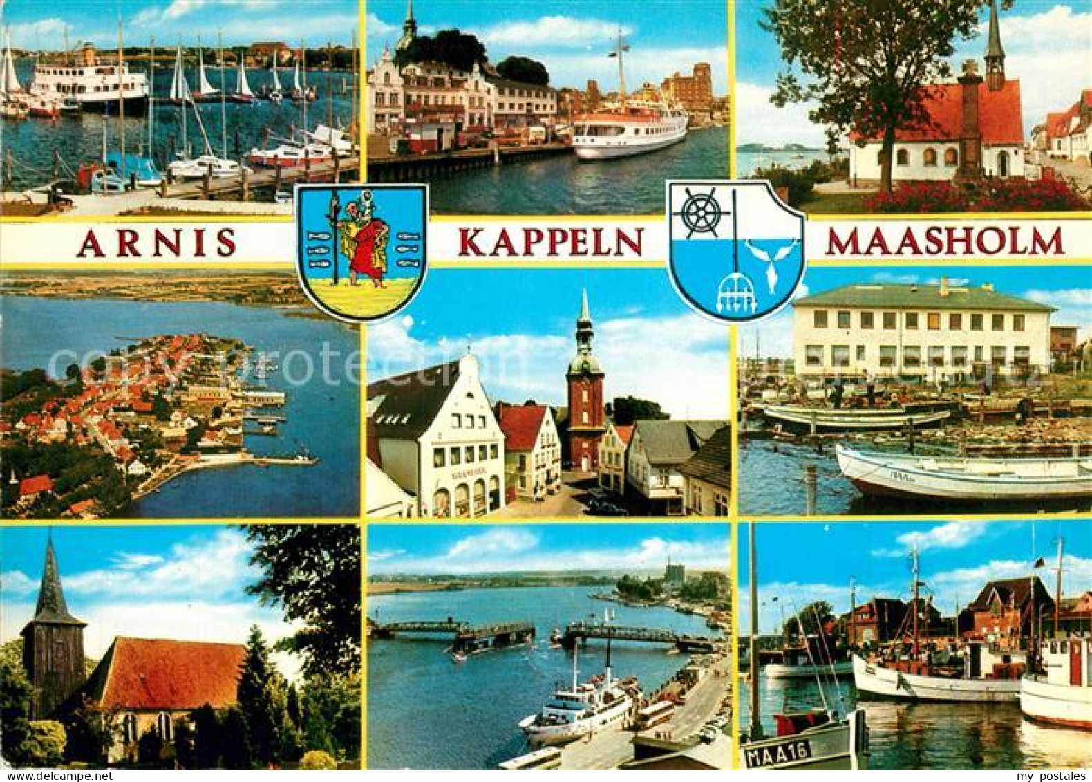 73255170 Arnis Mit Kappeln Und Maasholm Teilansichten Mit Kirchen Hafen Bruecken - Autres & Non Classés