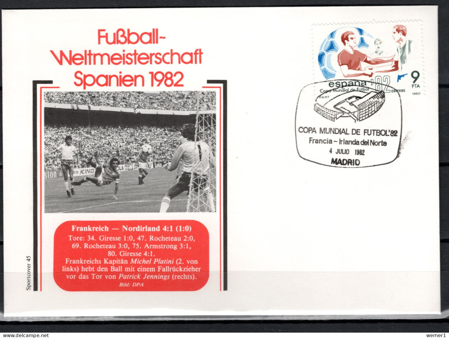 Spain 1982 Football Soccer World Cup Commemorative Cover Match France - Northern Ireland 4:1 - 1982 – Espagne
