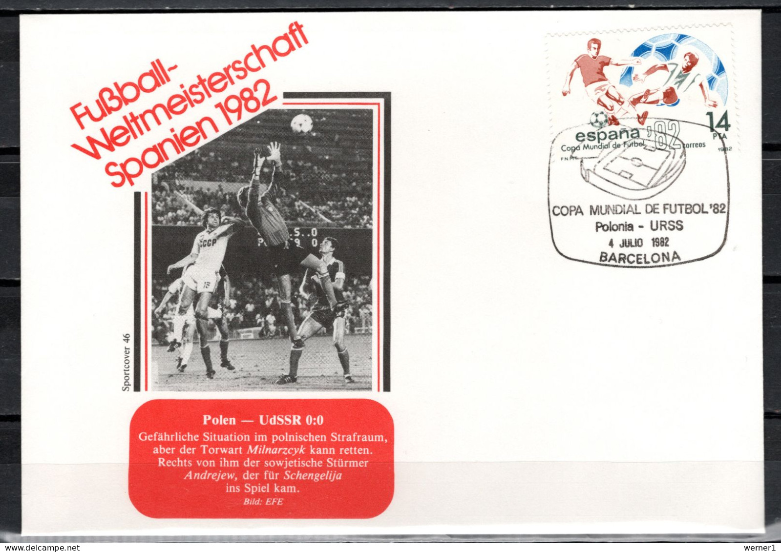 Spain 1982 Football Soccer World Cup Commemorative Cover Match Poland - USSR 0:0 - 1982 – Espagne