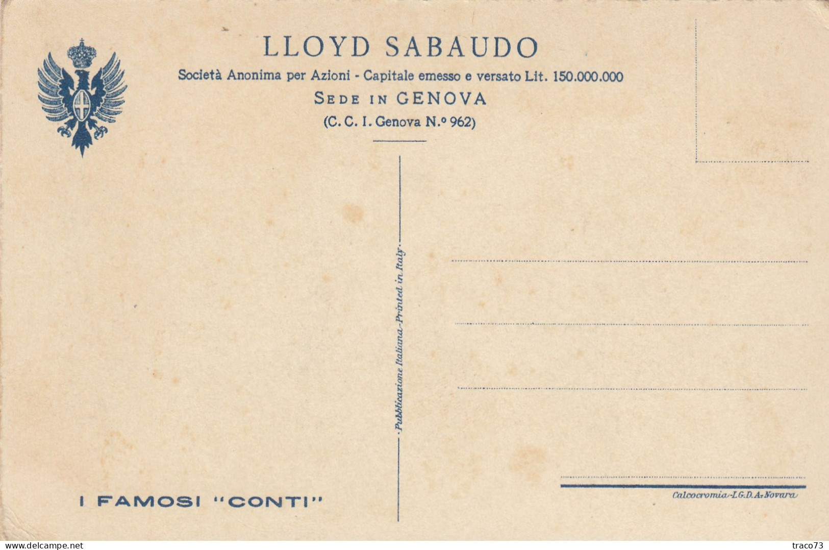 LLOYD SABAUDO  /  I Famosi CONTI - Card_ Cartolina - Paquebots