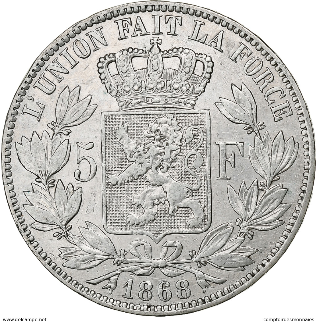 Belgique, Leopold II, 5 Francs, 5 Frank, 1868, Argent, TB+, KM:24 - 5 Francs