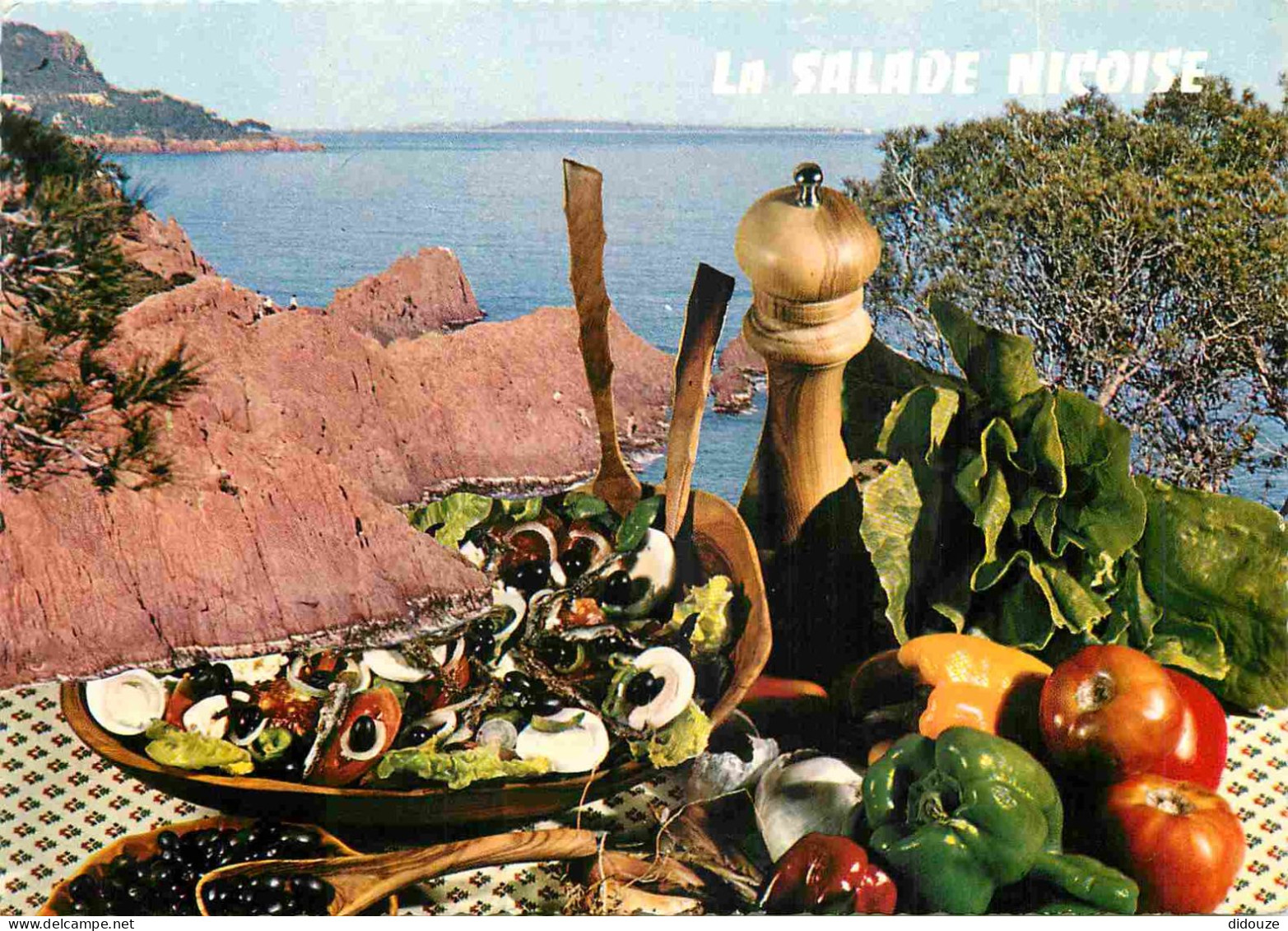 Recettes De Cuisine - Salade Niçoise - Gastronomie - Carte Dentelée - CPM - Voir Scans Recto-Verso - Recettes (cuisine)