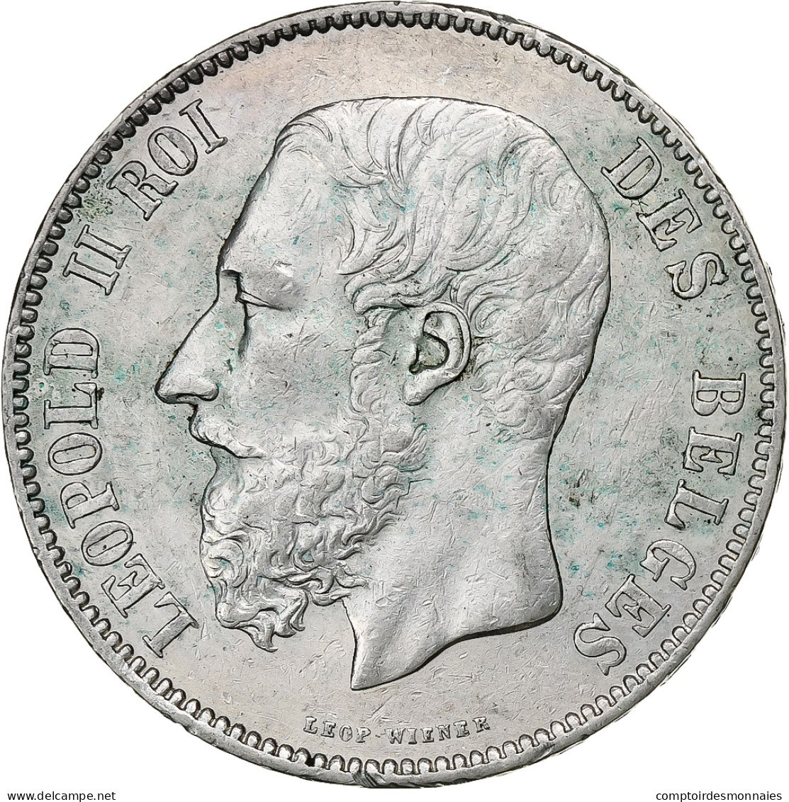 Belgique, Leopold II, 5 Francs, 5 Frank, 1876, Argent, TTB, KM:24 - 5 Francs