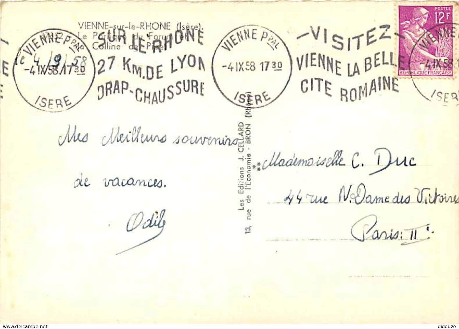 38 - Vienne Sur Le Rhone - Le Portique Du Forum Et La Colline - Carte Dentelée - CPSM Grand Format - Voir Scans Recto-Ve - Vienne