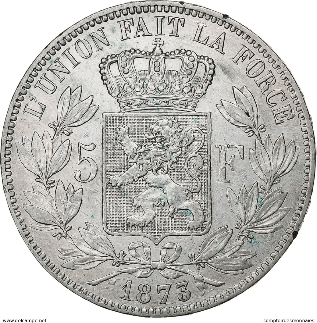 Belgique, Leopold II, 5 Francs, 5 Frank, 1873, Argent, TTB, KM:24 - 5 Frank