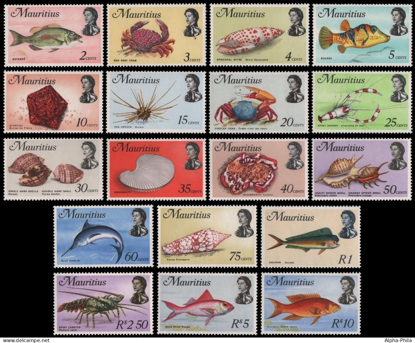 Mauritius 1969 - Mi-Nr. 331-348 ** - MNH - Fische / Fish - Maurice (1968-...)