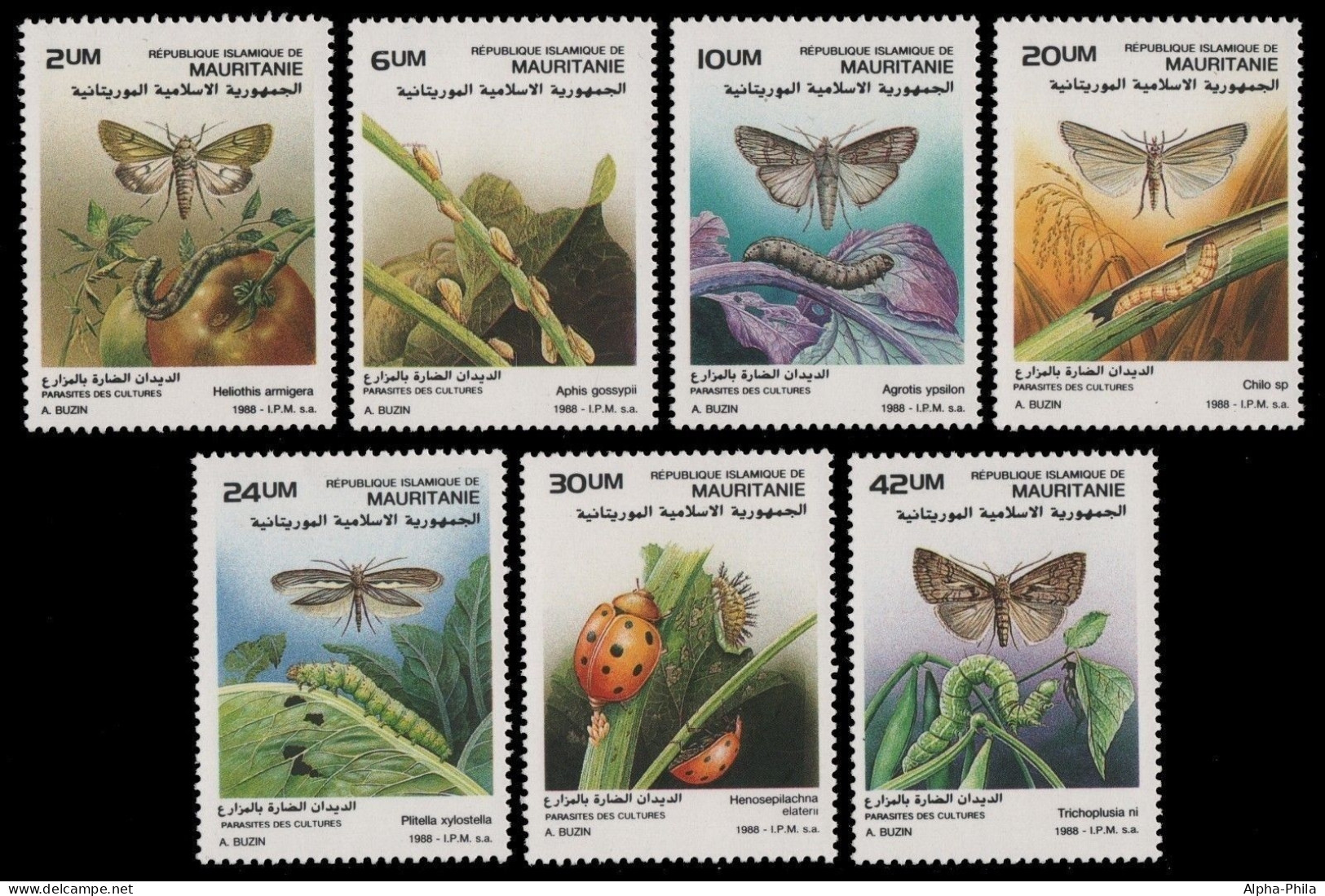 Mauretanien 1988 - Mi-Nr. 943-949 ** - MNH - Insekten / Insects - Mauretanien (1960-...)