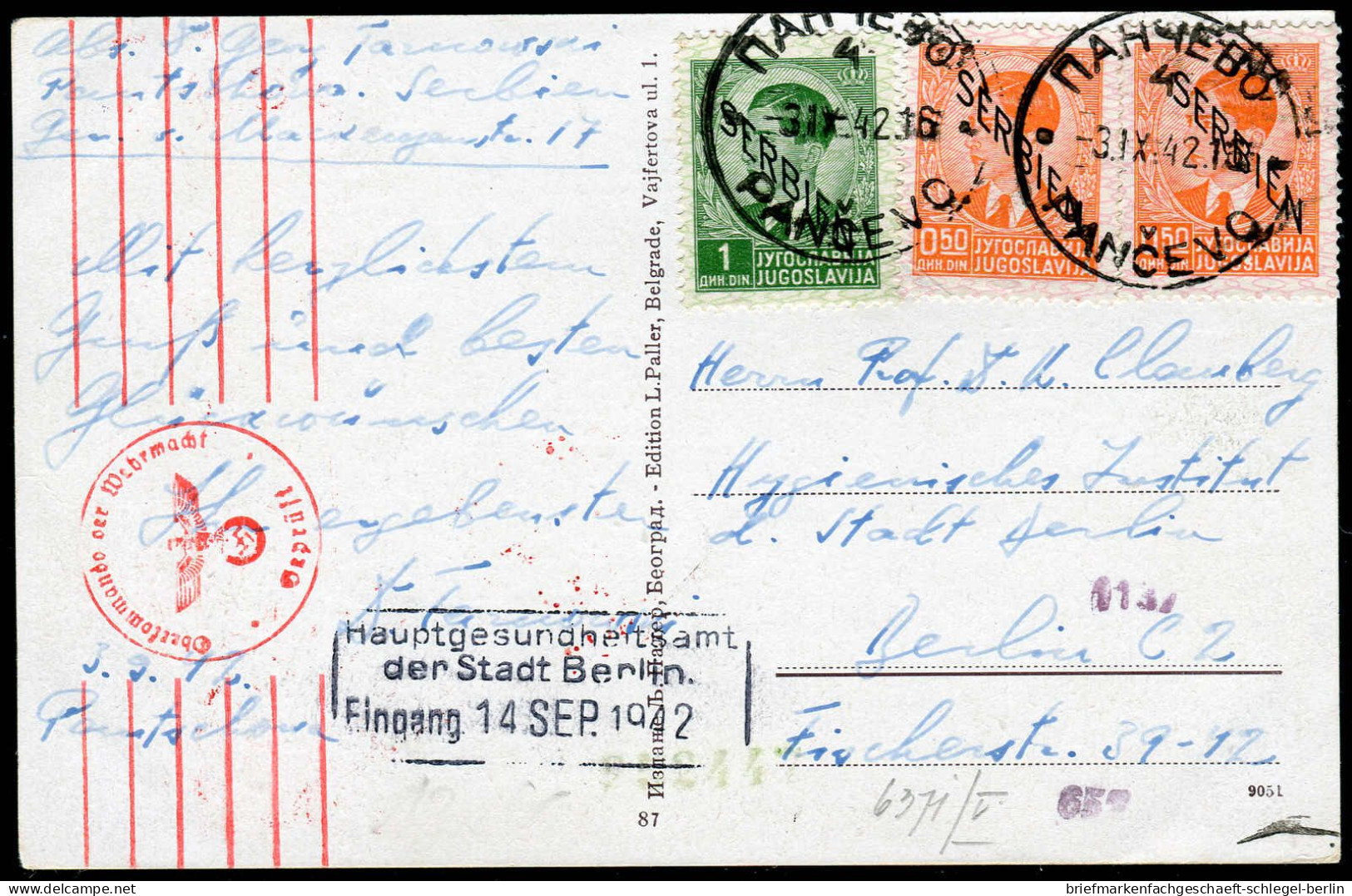 Deutsche Besetz.II.WK Serbien, 1942, 2 (2), 3, Brief - Occupazione 1938 – 45