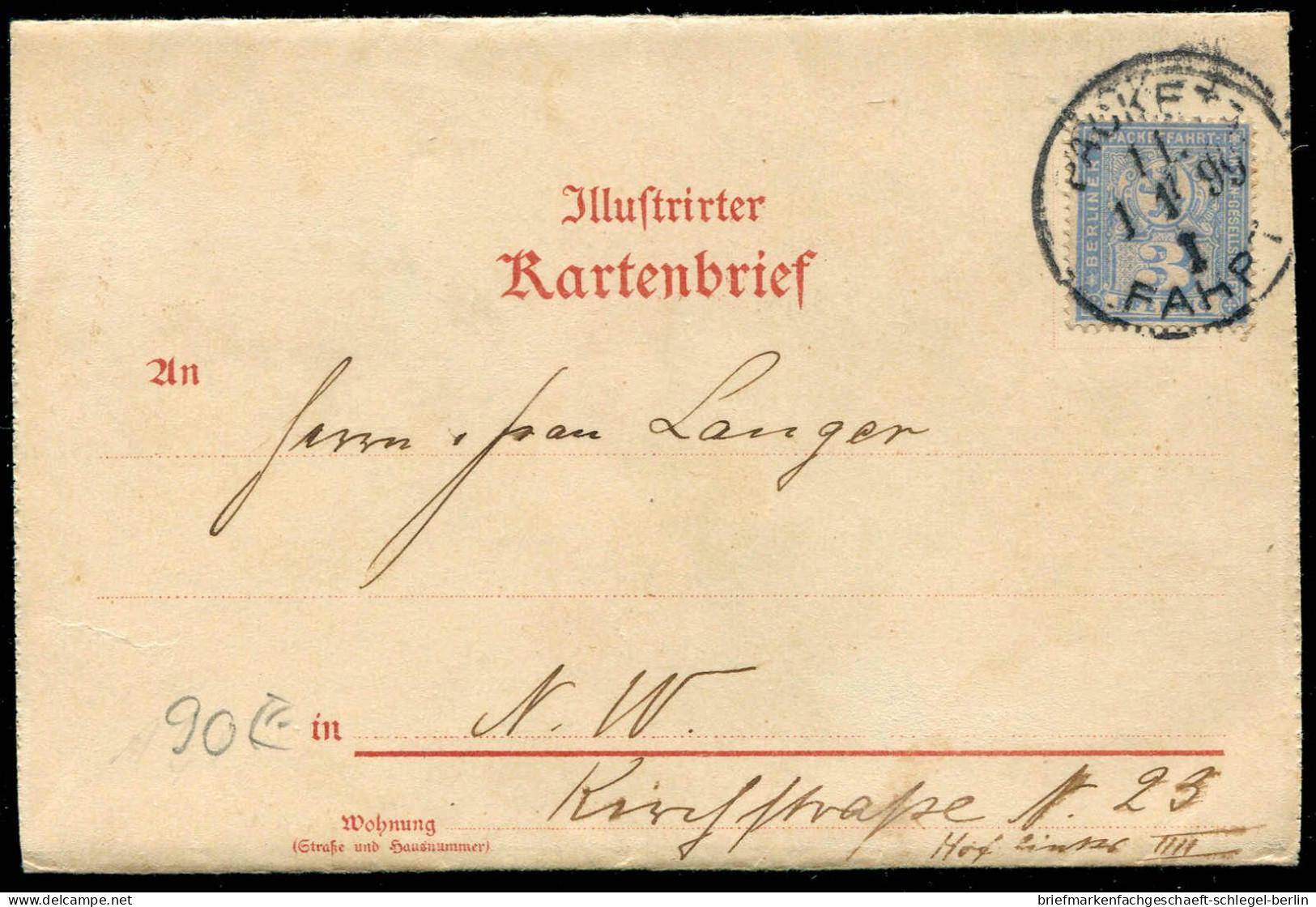 Deutsches Reich Stadtpost, 1899, Brief - Posta Privata & Locale