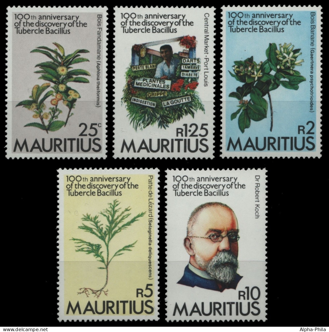Mauritius 1982 - Mi-Nr. 549-553 ** - MNH - Robert Koch - Maurice (1968-...)