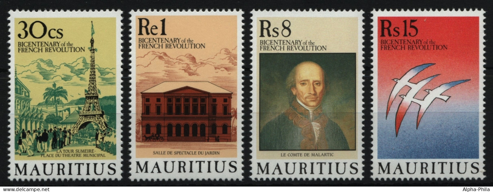 Mauritius 1989 - Mi-Nr. 683-686 ** - MNH - Französische Revolution - Mauricio (1968-...)