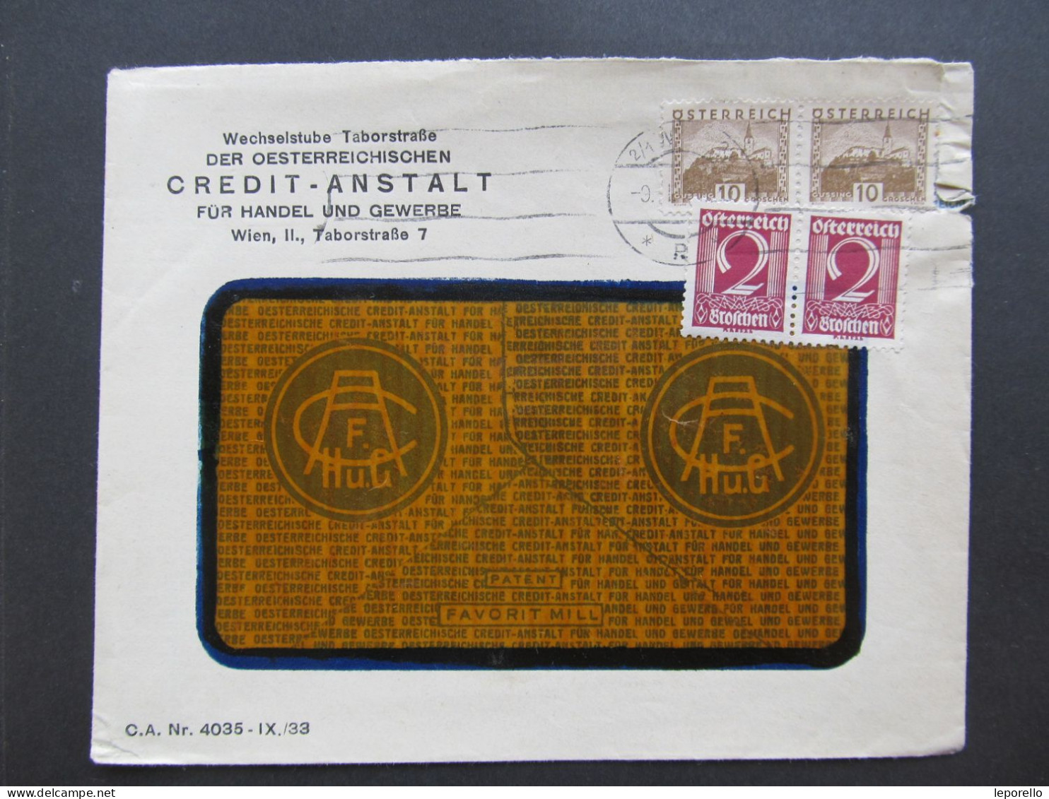 BRIEF Wien Credit Anstalt 1933 /// D*59514 - Storia Postale