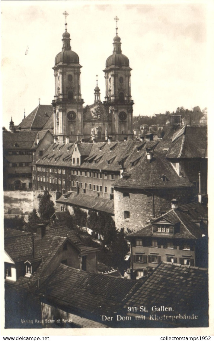 ST. GALLEN, CHURCH, ARCHITECTURE, TOWERS, SWITZERLAND, POSTCARD - St. Gallen