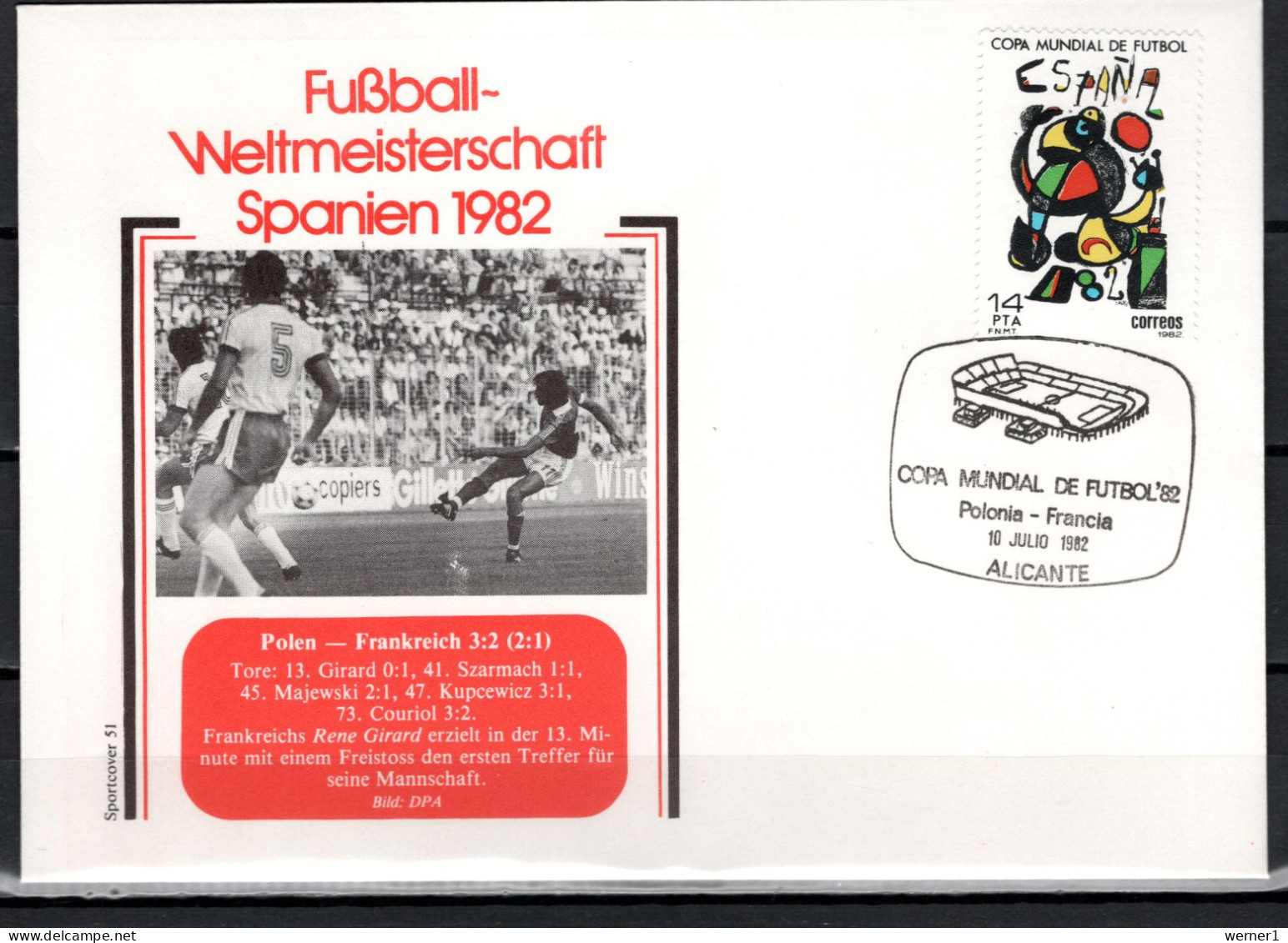 Spain 1982 Football Soccer World Cup Commemorative Cover Match Poland - France 3:2 - 1982 – Espagne