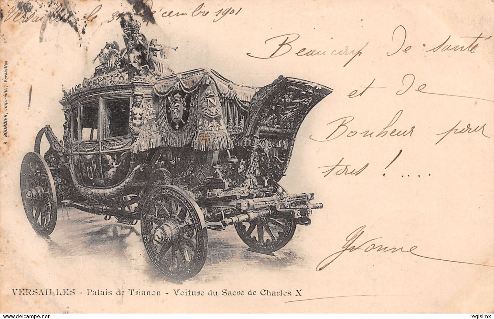 78-VERSAILLES PALAIS DE TRIANON VOITURE DU SACRE DE CHARLES X-N°T2506-A/0087 - Versailles (Château)