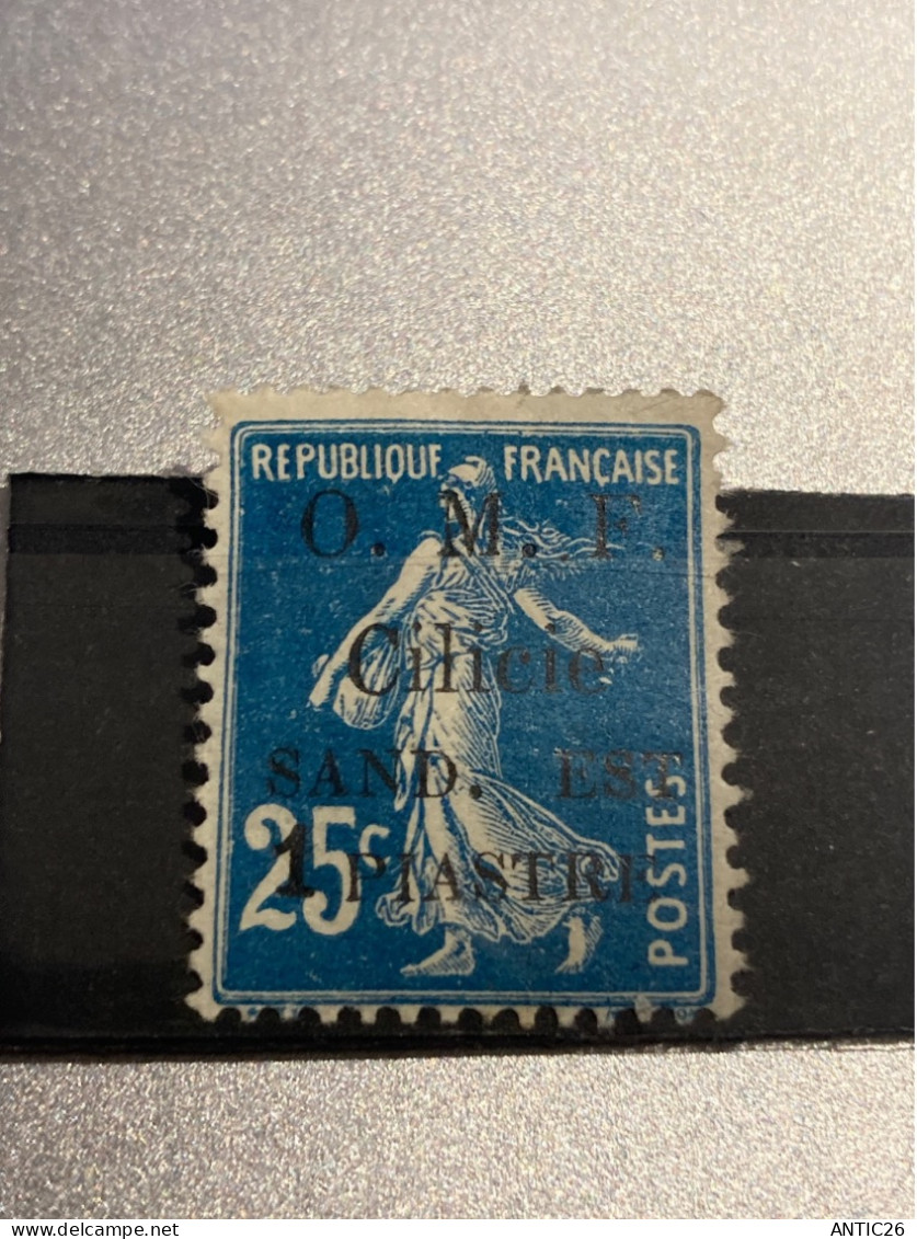Colonie Francaise  Cilicie Surcharge O.M.F.- SAND. EST - Type Semeuse . 1piastre/25c. Bleu   Charnière - Unused Stamps