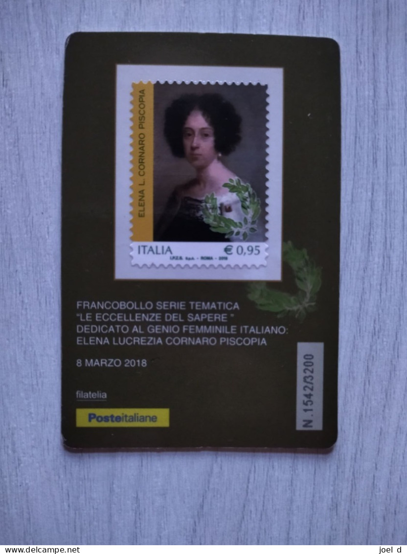 2018 ITALIA "ELENA LUCREZIA CORNARO PISCOPIA"tessera Filatelica - Philatelic Cards