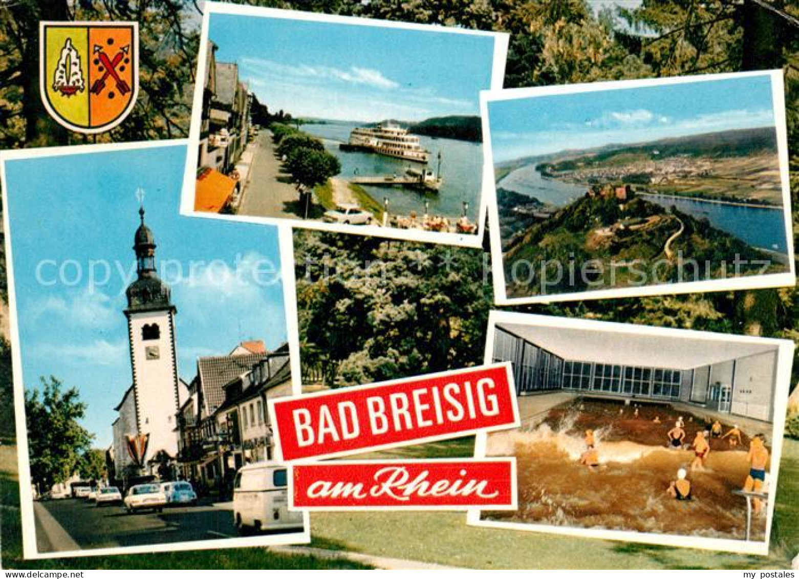73254825 Bad Breisig Hauptstrasse Kirche Uferstrasse Bootsanleger Dampfer Wellen - Bad Breisig