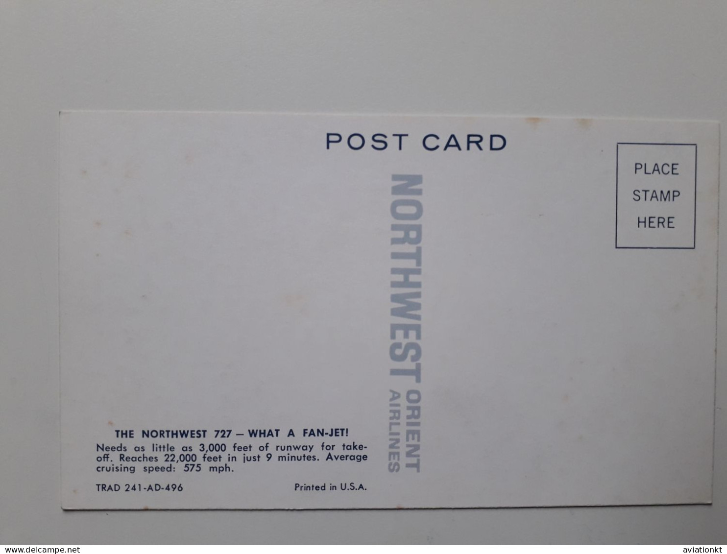 Airline Issued Card. Northwest B 727 - 1946-....: Modern Tijdperk