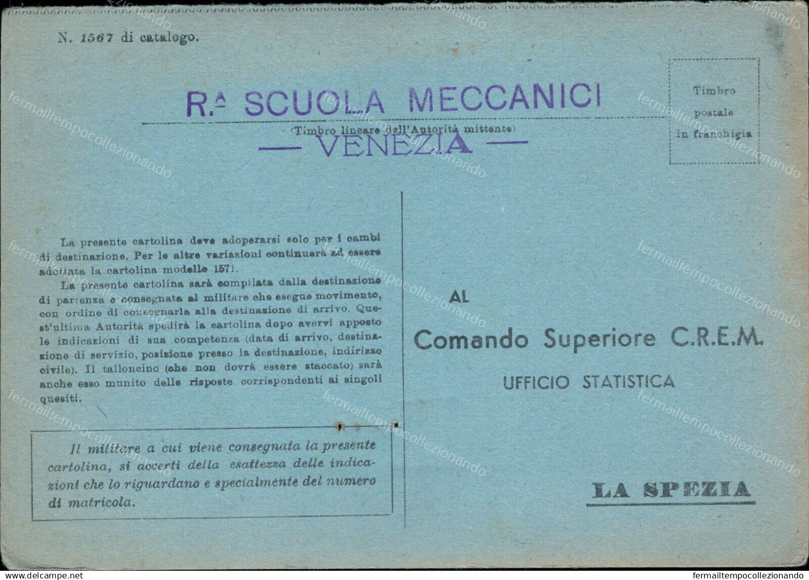 Bq4 Franchigia Militare Regia Marina Scuola Meccanici Venezia Per Boscotrecase - Franchigia