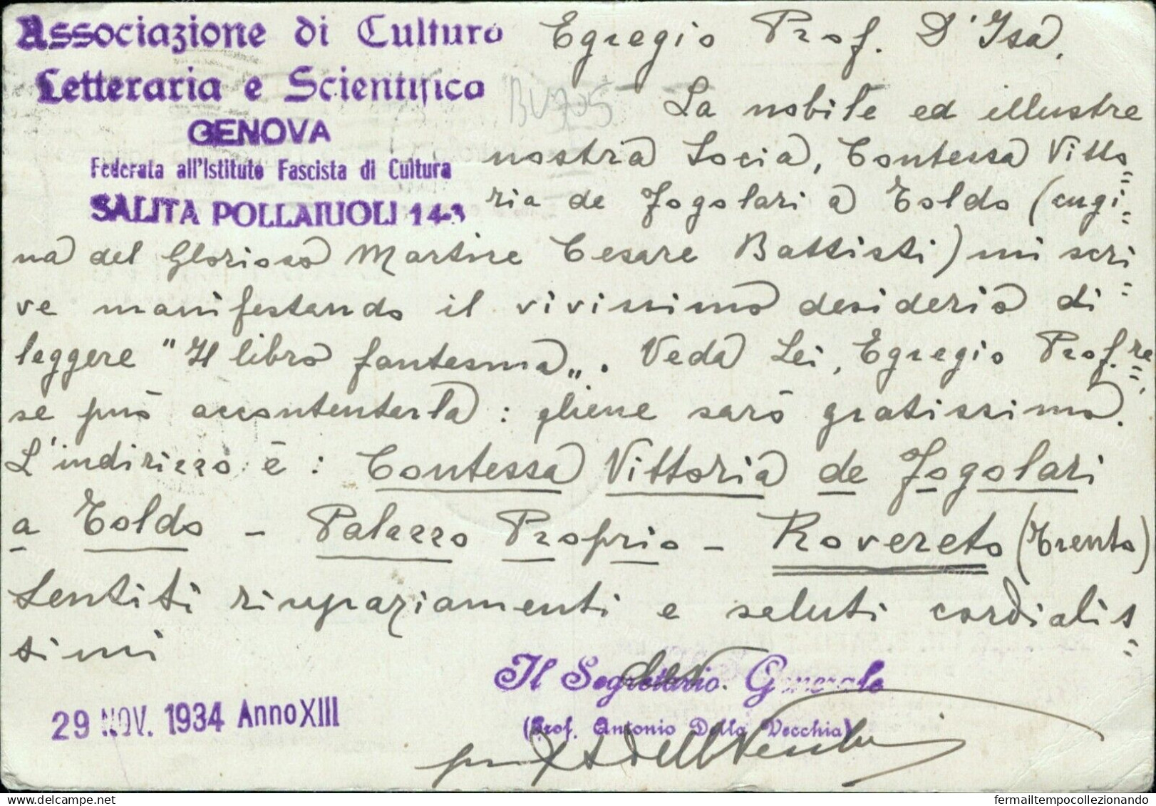 Bu705 Cartolina Finale Ligure Prof.cavaliere B.sapone Provinciadi Savona Liguria - Savona