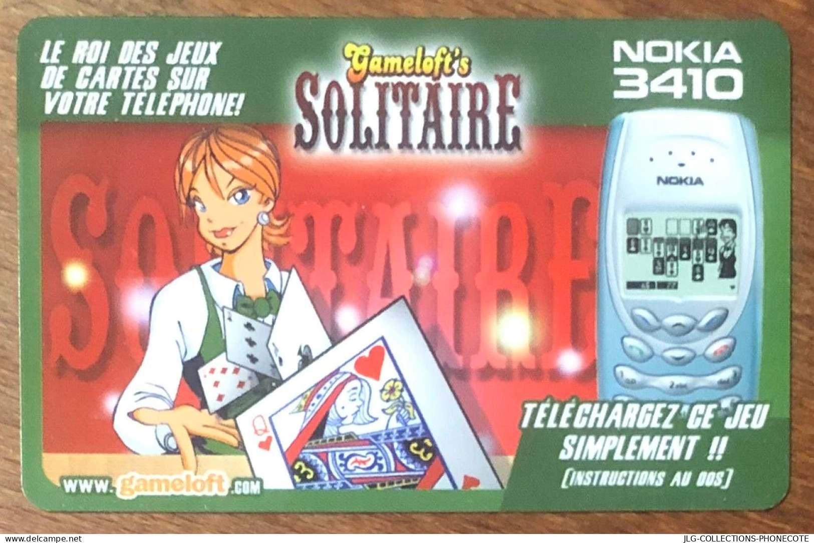 GAMELOFT JEU SOLITAIRE JEUX PREPAID PREPAYÉE NO TELECARTE PHONECOTE TELEFONKARTE PHONE CARD CALLING - Altri & Non Classificati