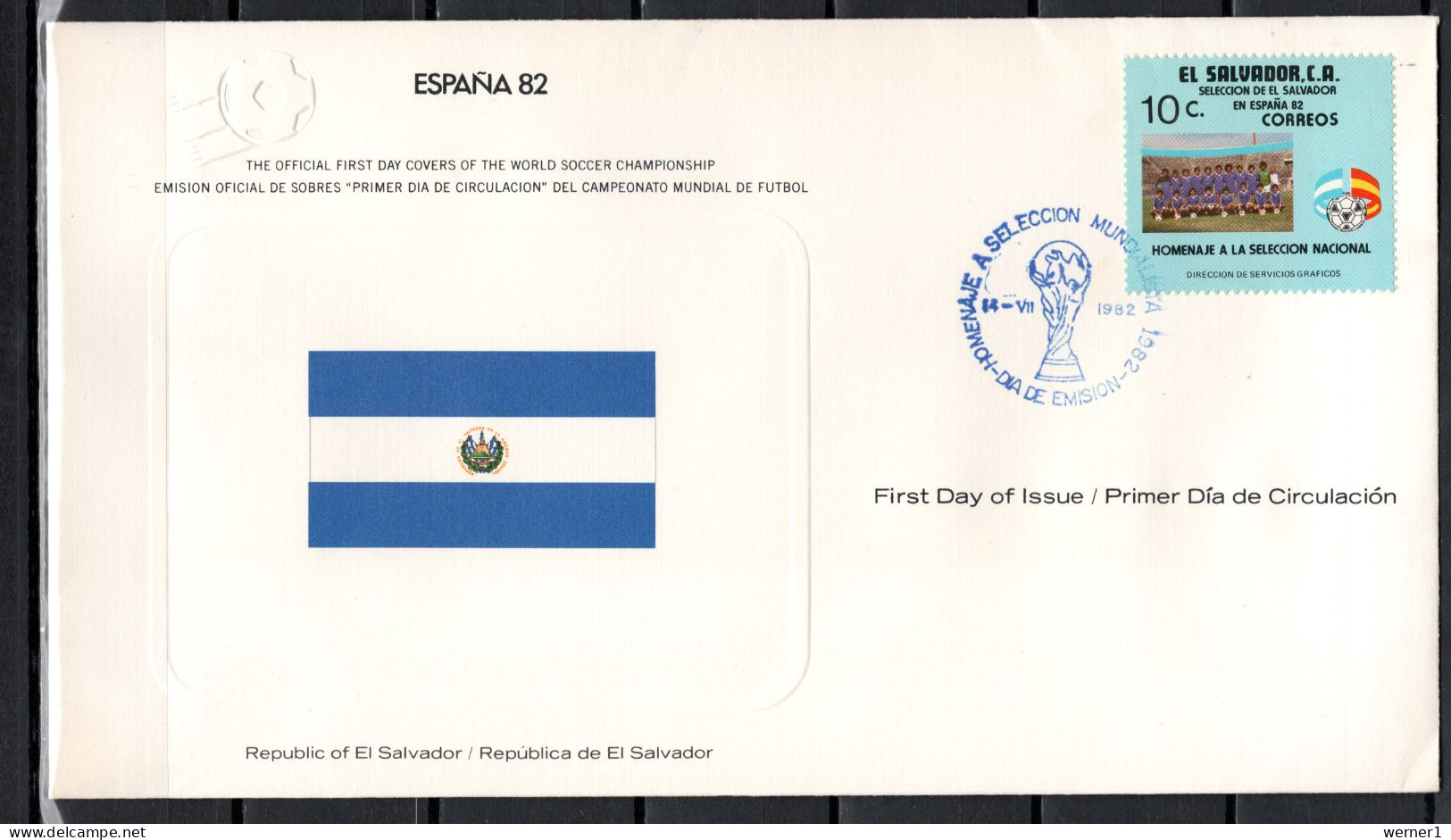 El Salvador 1982 Football Soccer World Cup Commemorative FDC - 1982 – Espagne