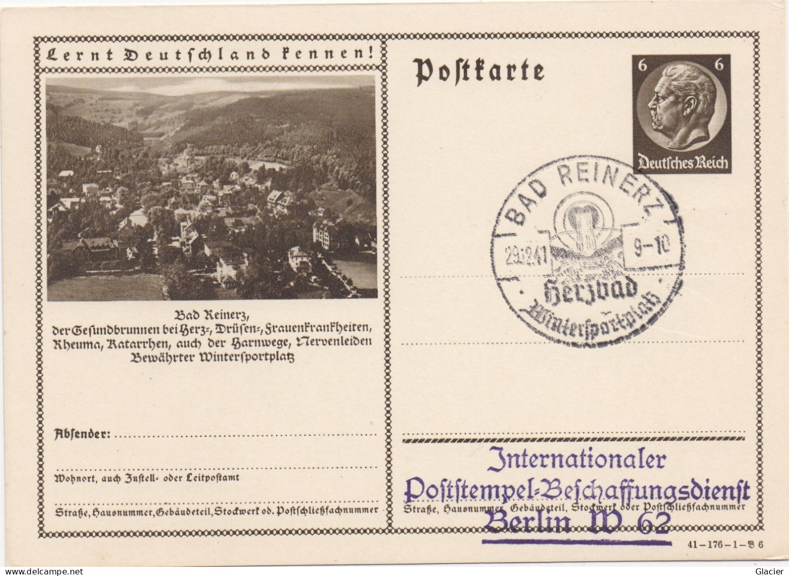 Lernt Deutschland Kennen - Bad Reinerz - Duszniki Zdrój - Polen - Poststempel Beschaffungsdienst Berlin W 62 - Ganzsache - Guerre 1939-45