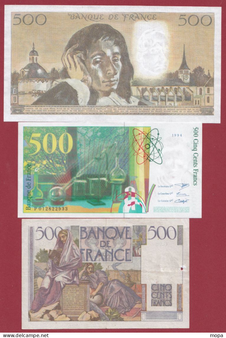 France 3 Billets De 500 Francs --1947-1984 Et 1994 --SUP Et TTB+ - Sonstige & Ohne Zuordnung