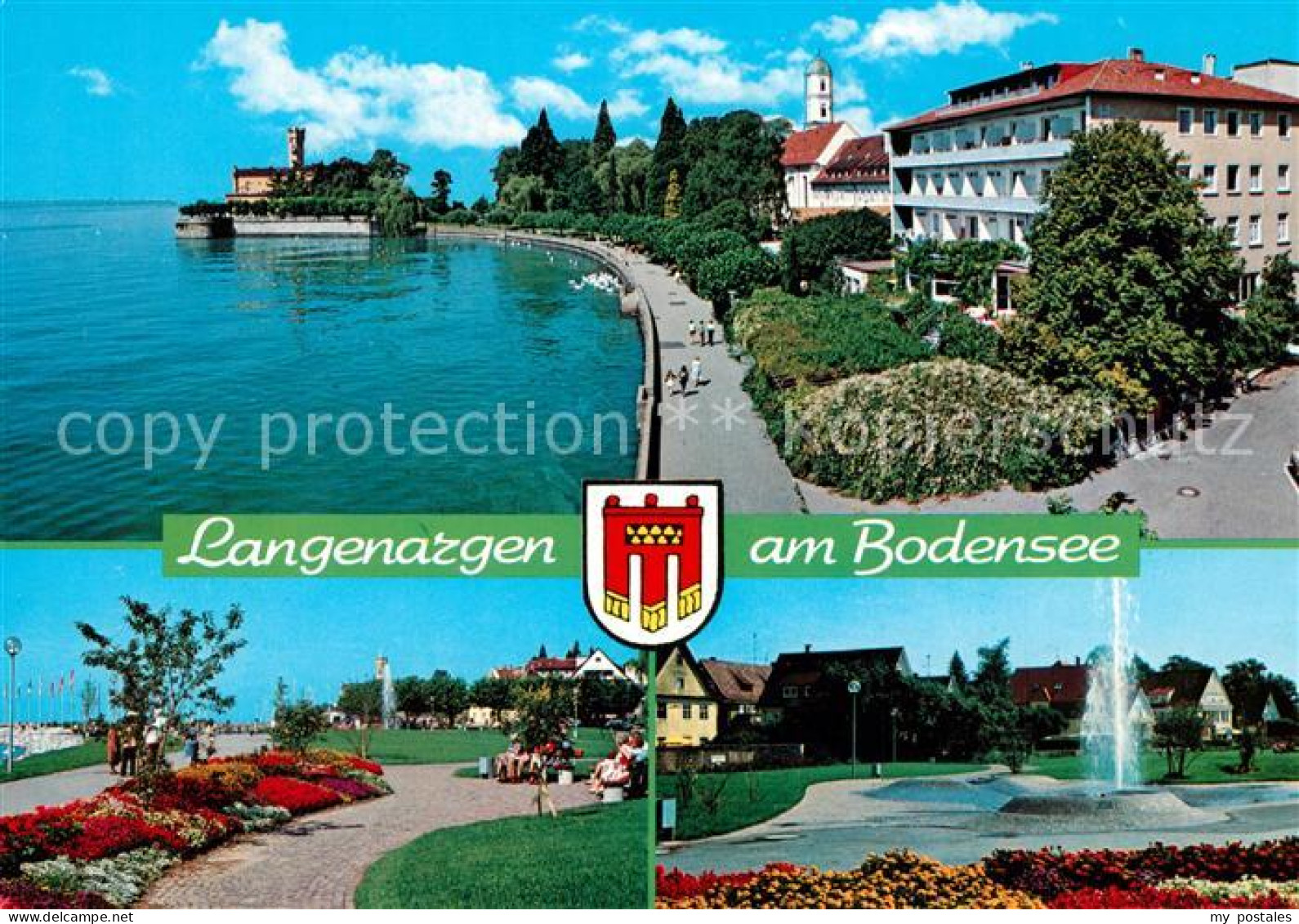 73254075 Langenargen Bodensee Kirche Springbrunnen Parkanlage Langenargen Bodens - Langenargen