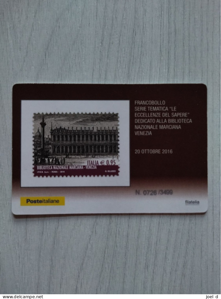 2016 ITALIA "BIBLIOTECA NAZIONALE MARCIANA VENEZIA" Tessera Filatelica - Philatelic Cards