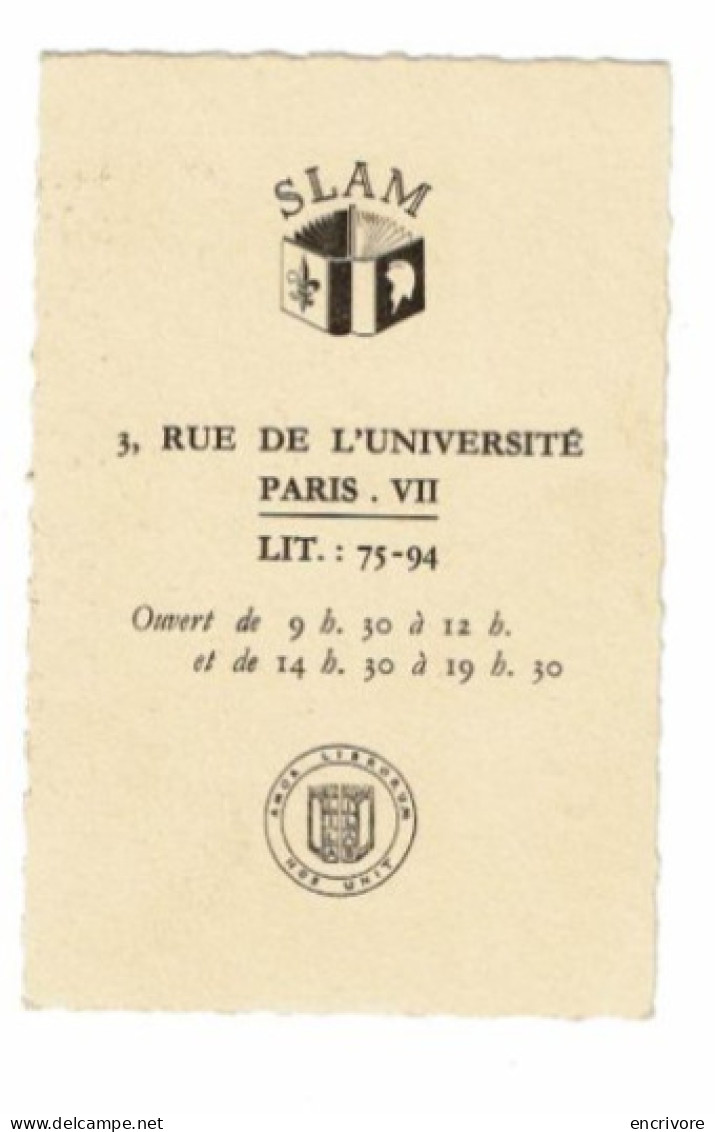 Carte De Visite Librairie PIERRE SIEUR Membre Du SLAM - Visitekaartjes