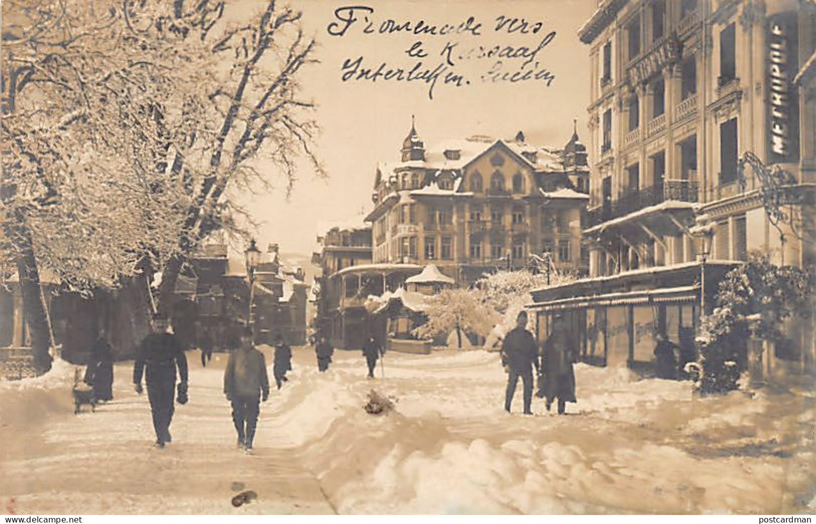 Schweiz - Interlaken (BE ) Fotokarte - Jahr 1917 - Hotel Metropole - Wanderung Zum Kursaal - Verlag Unbekannt  - Interlaken