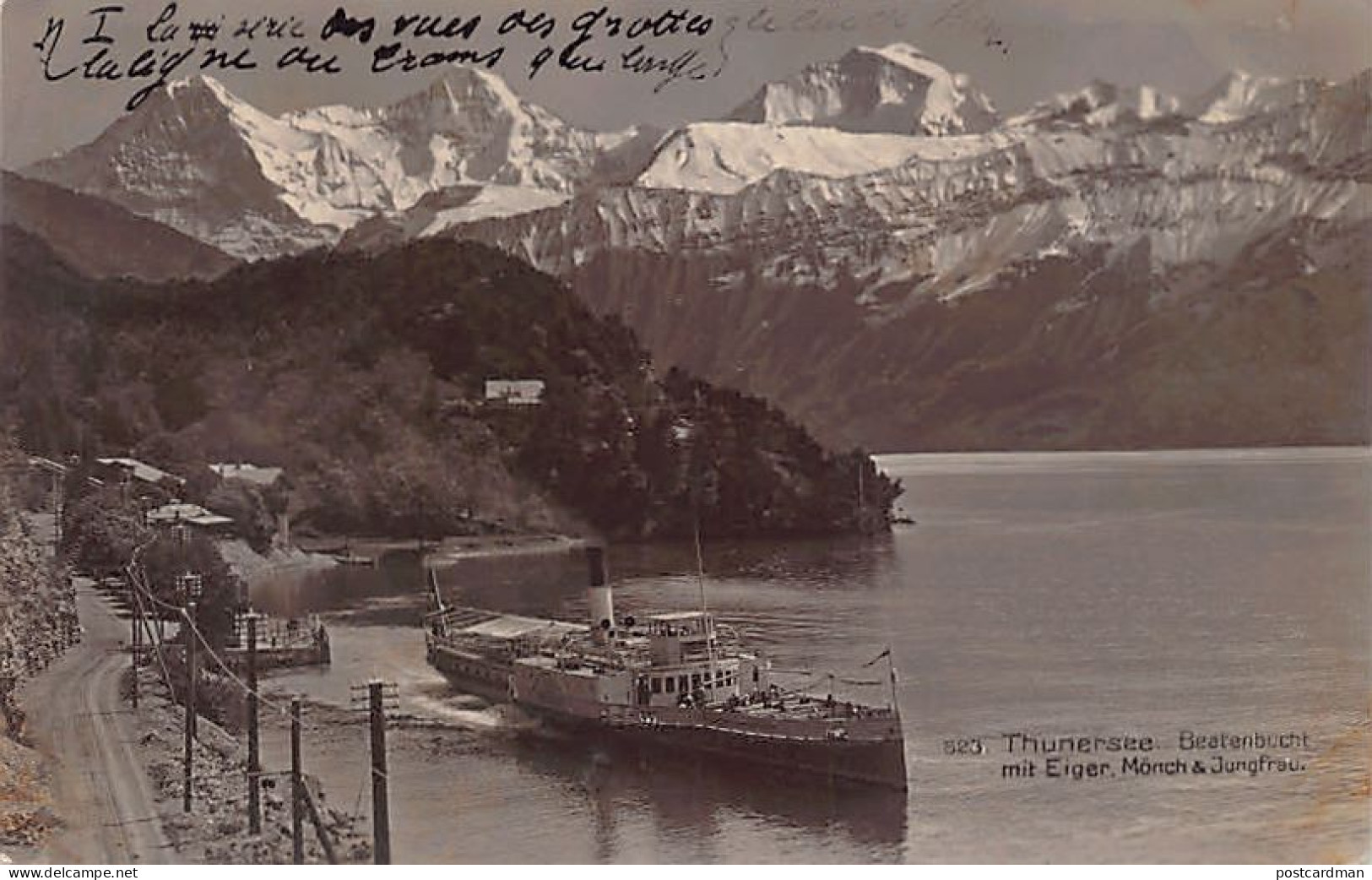 Schweiz - Thunersee (BE ) Beatenbucht - Eiger - Mönch - Jungfrau - Dampfer Beatus - Verlag Photoglob 523 - Meer Van Thun