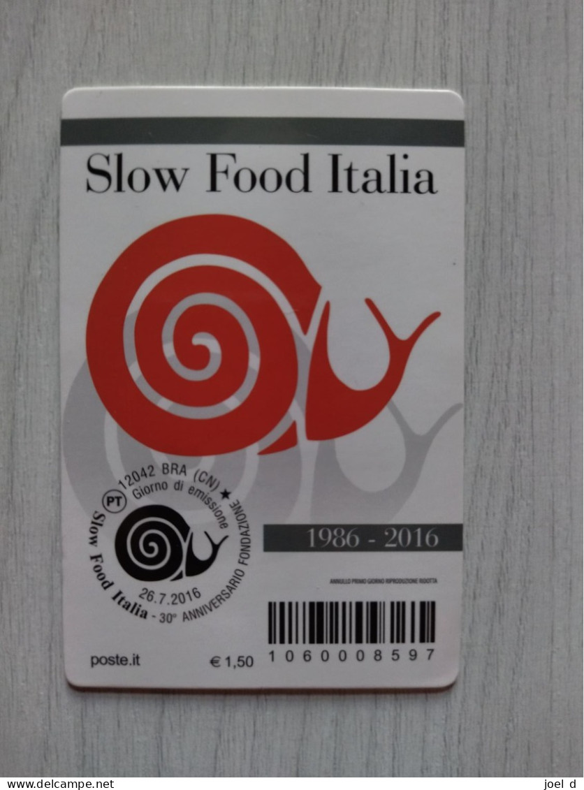 2016 ITALIA "30° ANNIVERSARIO FONDAZIONE SLOW FOOD ITALIA" Tessera Filatelica - Filatelistische Kaarten