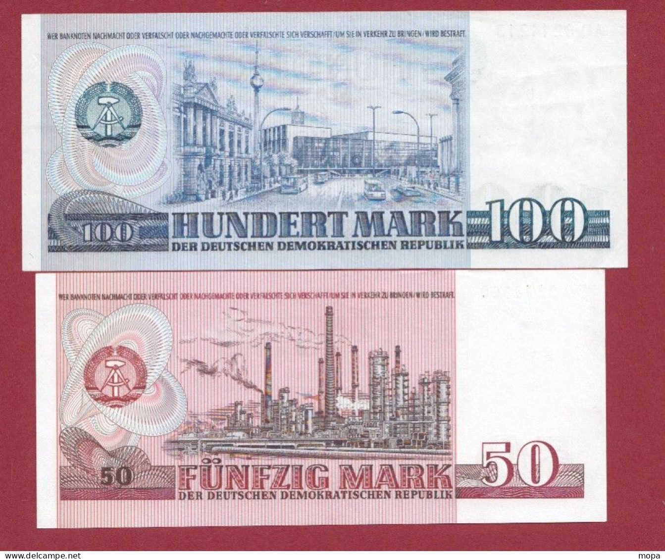 Allemagne (RDA) 2 Billets --50 Mark 1971 Et 100 Mark 1975 Très Bon état - Other & Unclassified