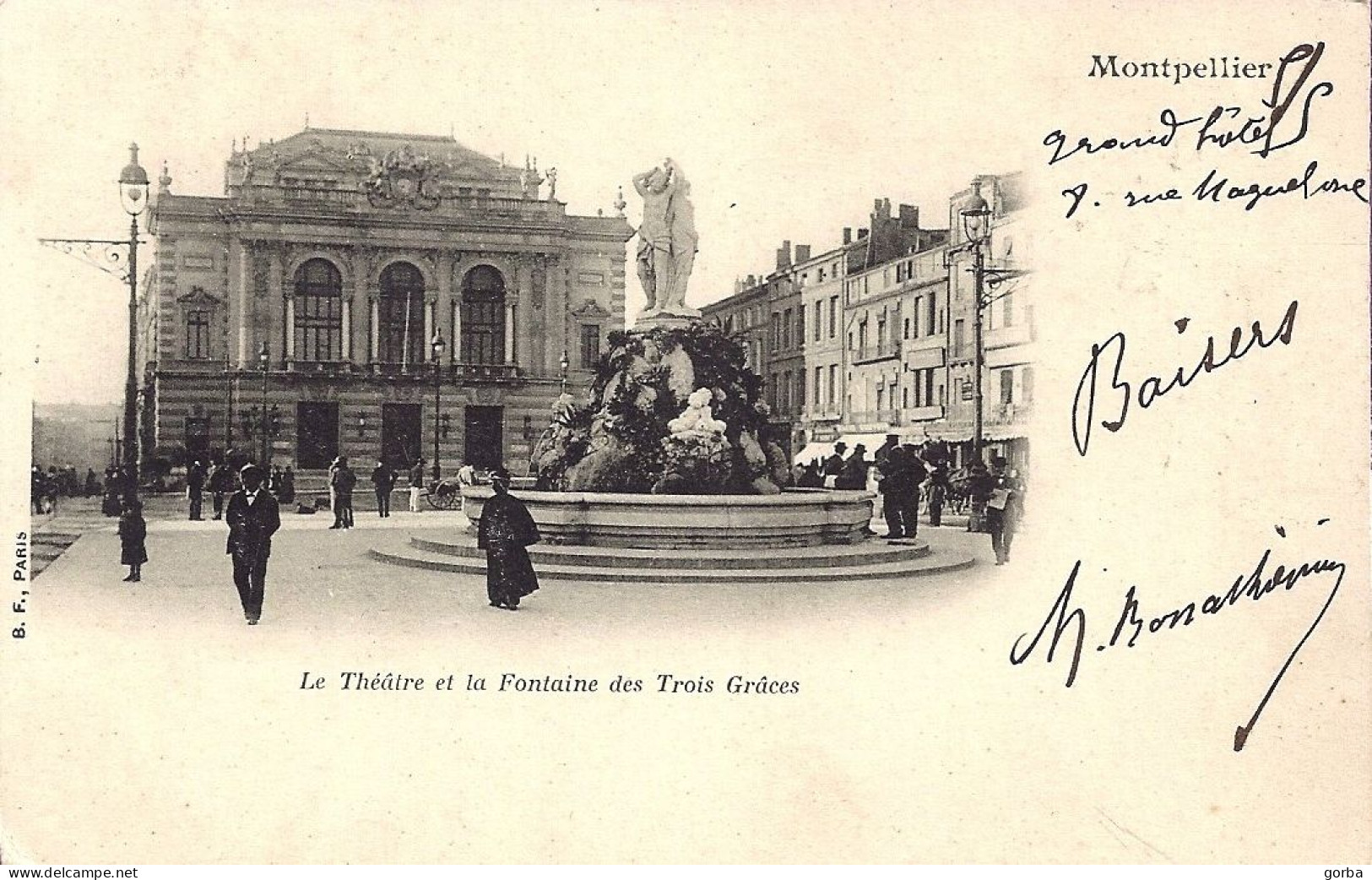 *CPA Précurseur - 34 - MONTPELLIER - Le Théâtre Et La Fontaine Des Trois Grâces - Montpellier