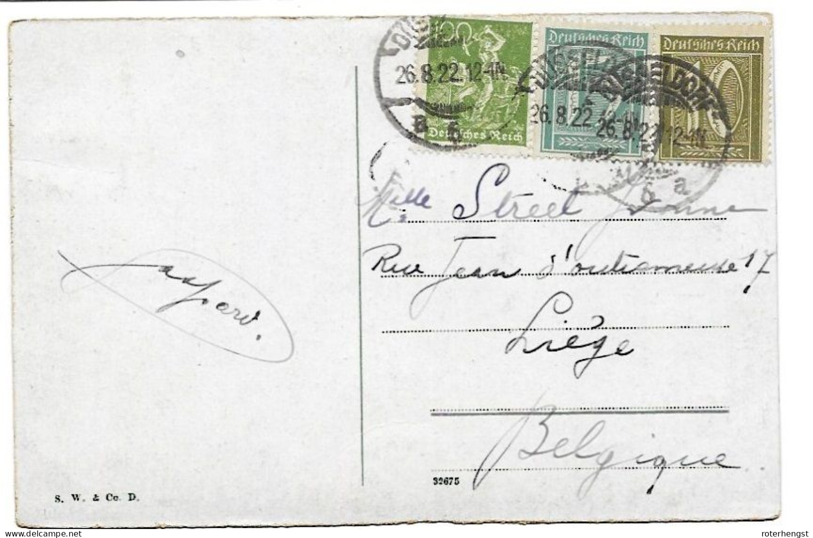Duesseldorf 26.8.1922 Infla Card Triton Fountain - Briefe U. Dokumente