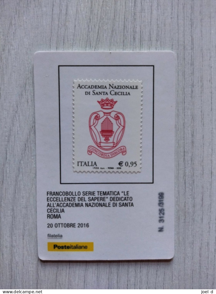 2016 ITALIA "ACCADEMIA NAZIONALE DI SANTA CECILIA - ROMA" Tessera Filatelica - Philatelistische Karten